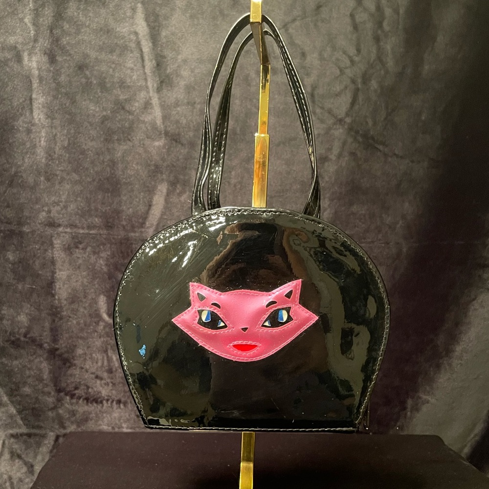 Vintage!! Cookie Puss black patent leather bag
